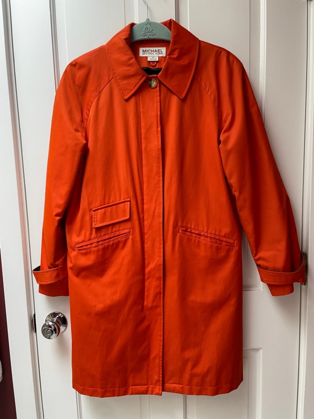 Michael Kors Orange Single-Breasted Trench Coat Small